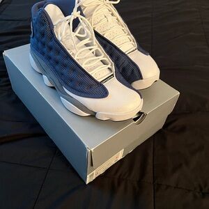 Men's White and Blue Athletic Shoes